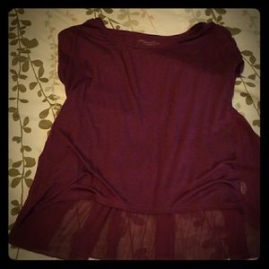 Cute,  peplum maroon color shirt..
